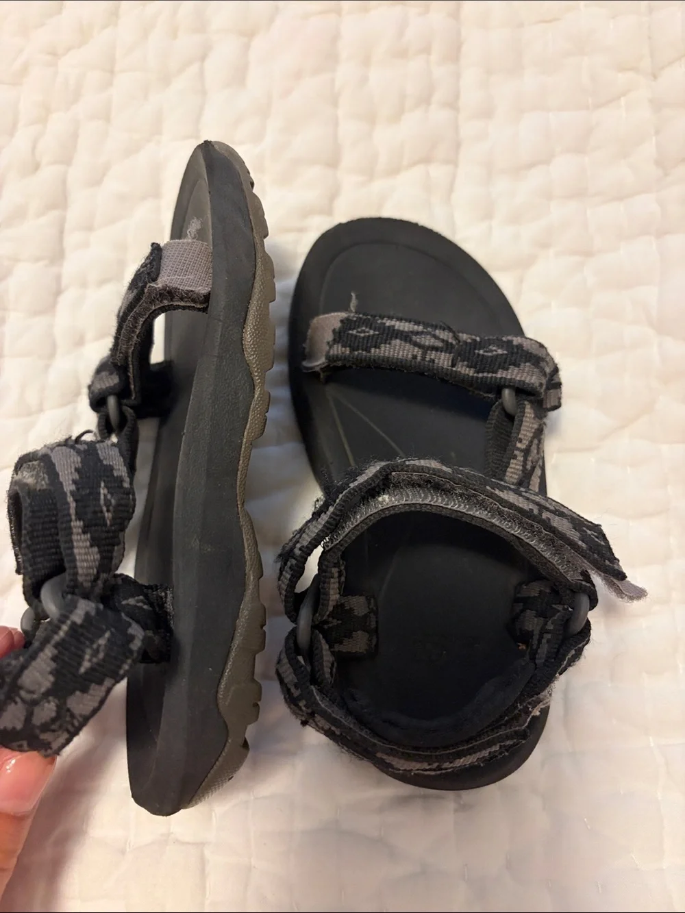 Teva Kids Black Gray Patterned Sport Sandals